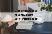 天津蓟州新城建设投资2024债权转让计划的简单介绍