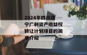 2024年四川遂宁广利资产收益权转让计划项目的简单介绍