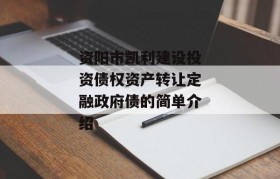 资阳市凯利建设投资债权资产转让定融政府债的简单介绍