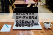 (河南舞阳城投控股2023年债权资产)河南舞阳城投控股2023年债权资产转让