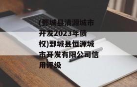 (鄄城县清源城市开发2023年债权)鄄城县恒源城市开发有限公司信用评级