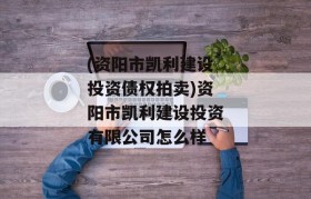 (资阳市凯利建设投资债权拍卖)资阳市凯利建设投资有限公司怎么样