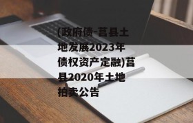 (政府债-莒县土地发展2023年债权资产定融)莒县2020年土地拍卖公告