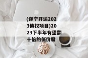 (遂宁开达2023债权项目)2023下半年有望翻十倍的低价股