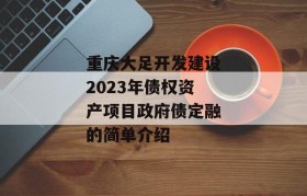 重庆大足开发建设2023年债权资产项目政府债定融的简单介绍