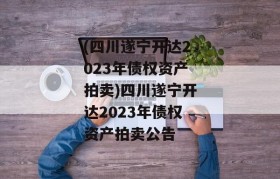 (四川遂宁开达2023年债权资产拍卖)四川遂宁开达2023年债权资产拍卖公告