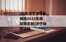 (山东济宁市中区城投2023年政府债定融)济宁城投评级