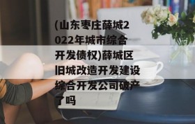 (山东枣庄薛城2022年城市综合开发债权)薛城区旧城改造开发建设综合开发公司破产了吗