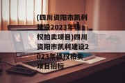 (四川资阳市凯利建设2023年债权拍卖项目)四川资阳市凯利建设2023年债权拍卖项目招标