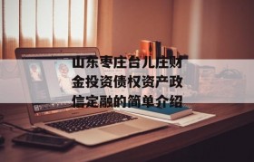 山东枣庄台儿庄财金投资债权资产政信定融的简单介绍