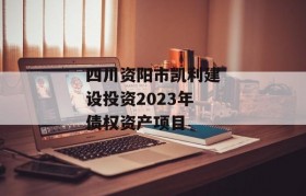 四川资阳市凯利建设投资2023年债权资产项目