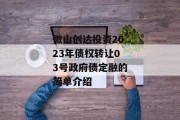 微山创达投资2023年债权转让03号政府债定融的简单介绍