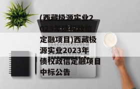 (西藏极源实业2023年债权政信定融项目)西藏极源实业2023年债权政信定融项目中标公告