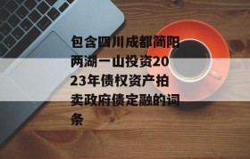 包含四川成都简阳两湖一山投资2023年债权资产拍卖政府债定融的词条