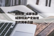 政府债_成都强县域债权资产定融项目的简单介绍