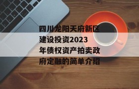 四川龙阳天府新区建设投资2023年债权资产拍卖政府定融的简单介绍