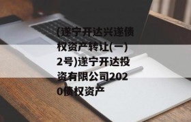 (遂宁开达兴遂债权资产转让(一)2号)遂宁开达投资有限公司2020债权资产