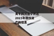 关于四川遂宁开达2023年债权资产的信息