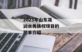 2023年山东晟润水务债权项目的简单介绍