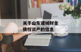 关于山东诸城财金债权资产的信息