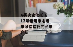 A类央企信托-617号泰州市地级市政信信托的简单介绍