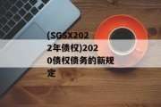 (SGSX2022年债权)2020债权债务的新规定