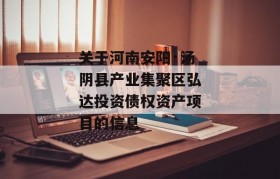 关于河南安阳·汤阴县产业集聚区弘达投资债权资产项目的信息