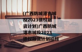 (广西防城港市城投2023债权融资计划)广西防城港市城投2023债权融资计划招标