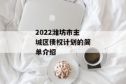 2022潍坊市主城区债权计划的简单介绍