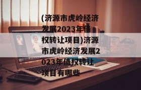 (济源市虎岭经济发展2023年债权转让项目)济源市虎岭经济发展2023年债权转让项目有哪些