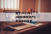 关于2023年LZ城投债权资产1号项目的信息