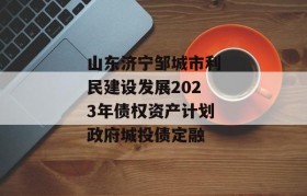 山东济宁邹城市利民建设发展2023年债权资产计划政府城投债定融