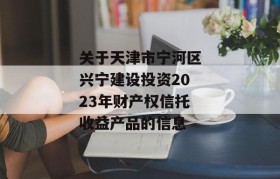 关于天津市宁河区兴宁建设投资2023年财产权信托收益产品的信息