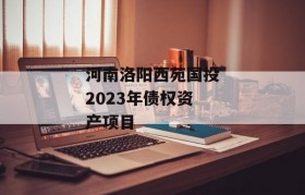 河南洛阳西苑国投2023年债权资产项目