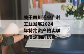 关于四川遂宁广利工业发展2024年特定资产拍卖城投债定融的信息