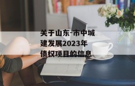 关于山东-市中城建发展2023年债权项目的信息