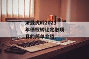 济源虎岭2023年债权转让定融项目的简单介绍