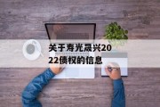 关于寿光晟兴2022债权的信息