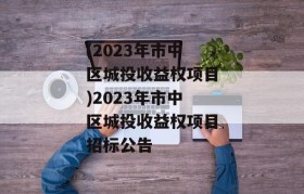 (2023年市中区城投收益权项目)2023年市中区城投收益权项目招标公告