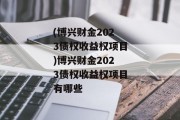 (博兴财金2023债权收益权项目)博兴财金2023债权收益权项目有哪些