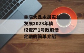 重庆大足永晟实业发展2023年债权资产1号政府债定融的简单介绍