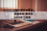 (湖北黄冈市首发定融项目)黄冈市2023年工程项目