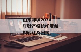 山东郯城2024年财产权信托受益权转让及回购