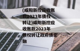 (咸阳新控应收账款2023年债权转让)咸阳新控应收账款2023年债权转让政府债定融