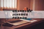 山东滨州惠众置业2024年债权资产的简单介绍