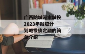 广西防城港市城投2023年融资计划城投债定融的简单介绍