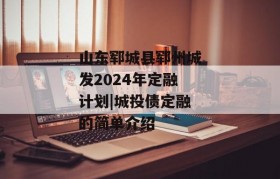山东郓城县郓州城发2024年定融计划|城投债定融的简单介绍
