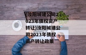 (汝阳城建公司2023年债权资产转让)汝阳城建公司2023年债权资产转让政策