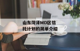 山东菏泽MD区信托计划的简单介绍