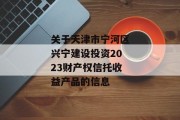 关于天津市宁河区兴宁建设投资2023财产权信托收益产品的信息